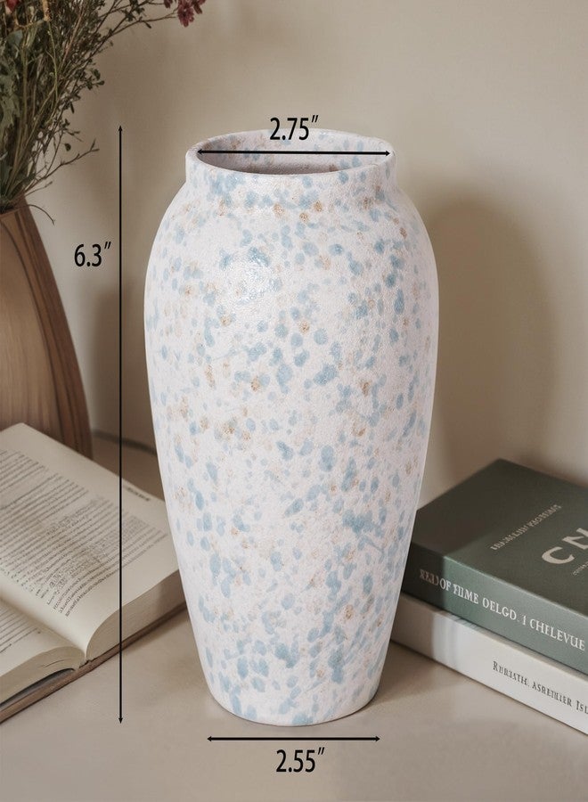 CANCLEAR Ceramic Rustic Vase for Home Decor, 6" Tall Dusty-Blue Farmhouse Vase for Living Room, Entryway, Kitchen, Shelf, Table Centerpiece - Image 2
